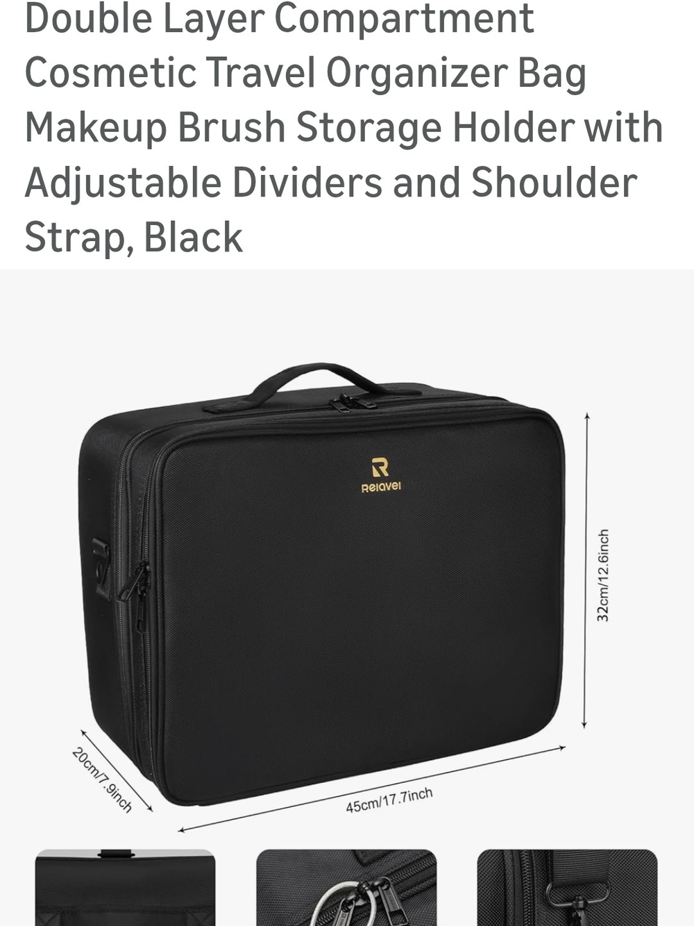 Black Travel Cosmetic Organizer Bag (Relavel)